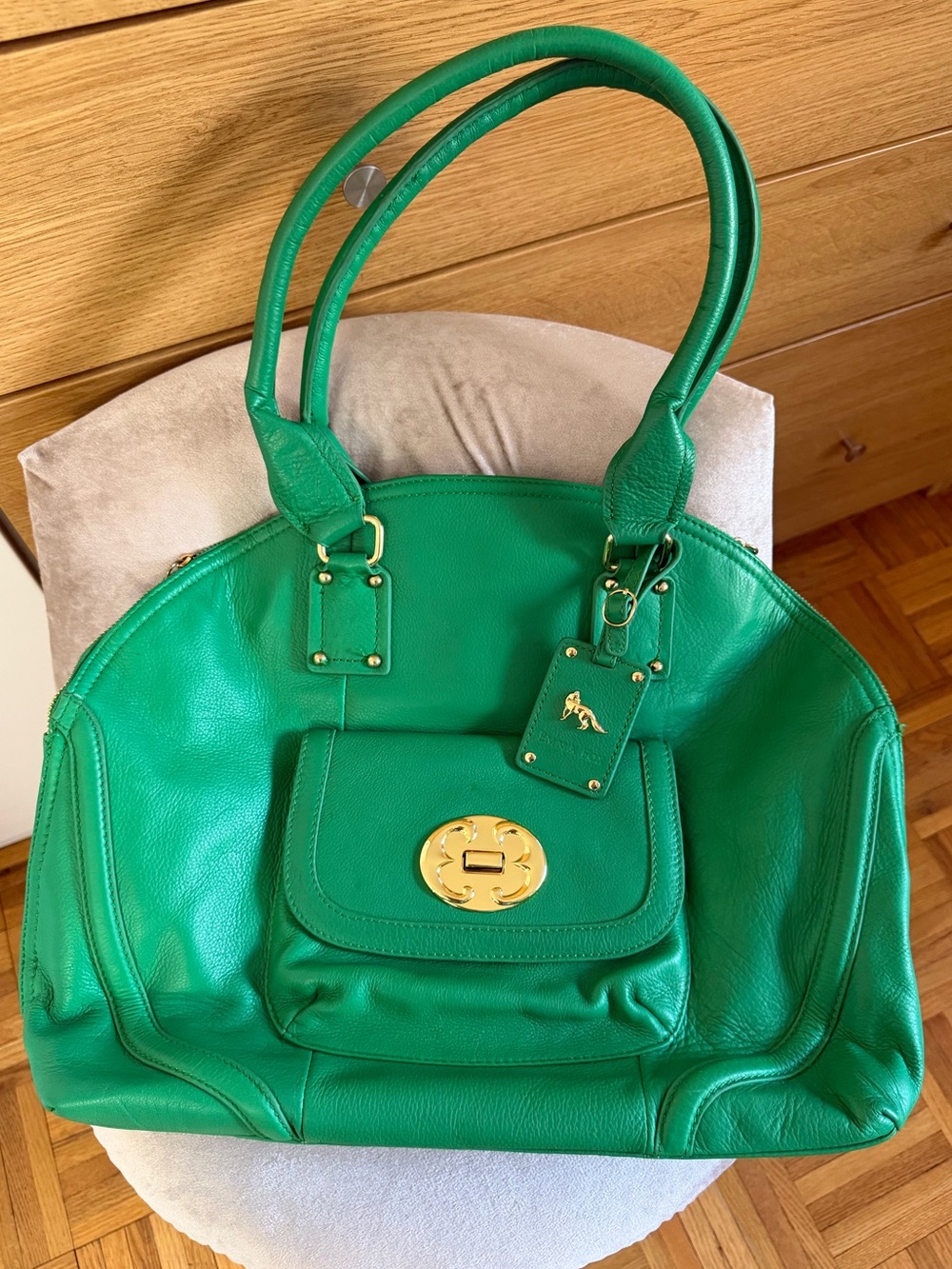 EMMA FOX EMERALD GREEN LARGE OVERSIZED DOMED SATCHEL BAG PRISTINE CARRIED ONES